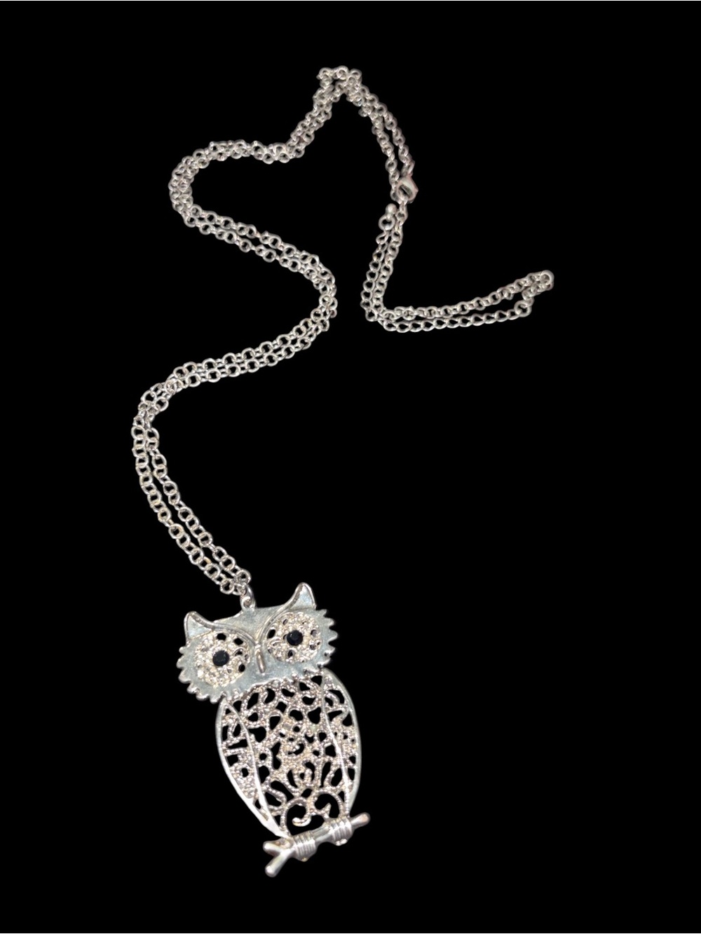 Silver Owl Pendant Necklace - Elegant Women's Jewelry